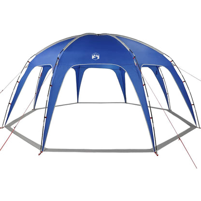 Detail van de azuurblauwe vidaXL partytent met flexibele glasvezelstokken en waterdichte constructie.