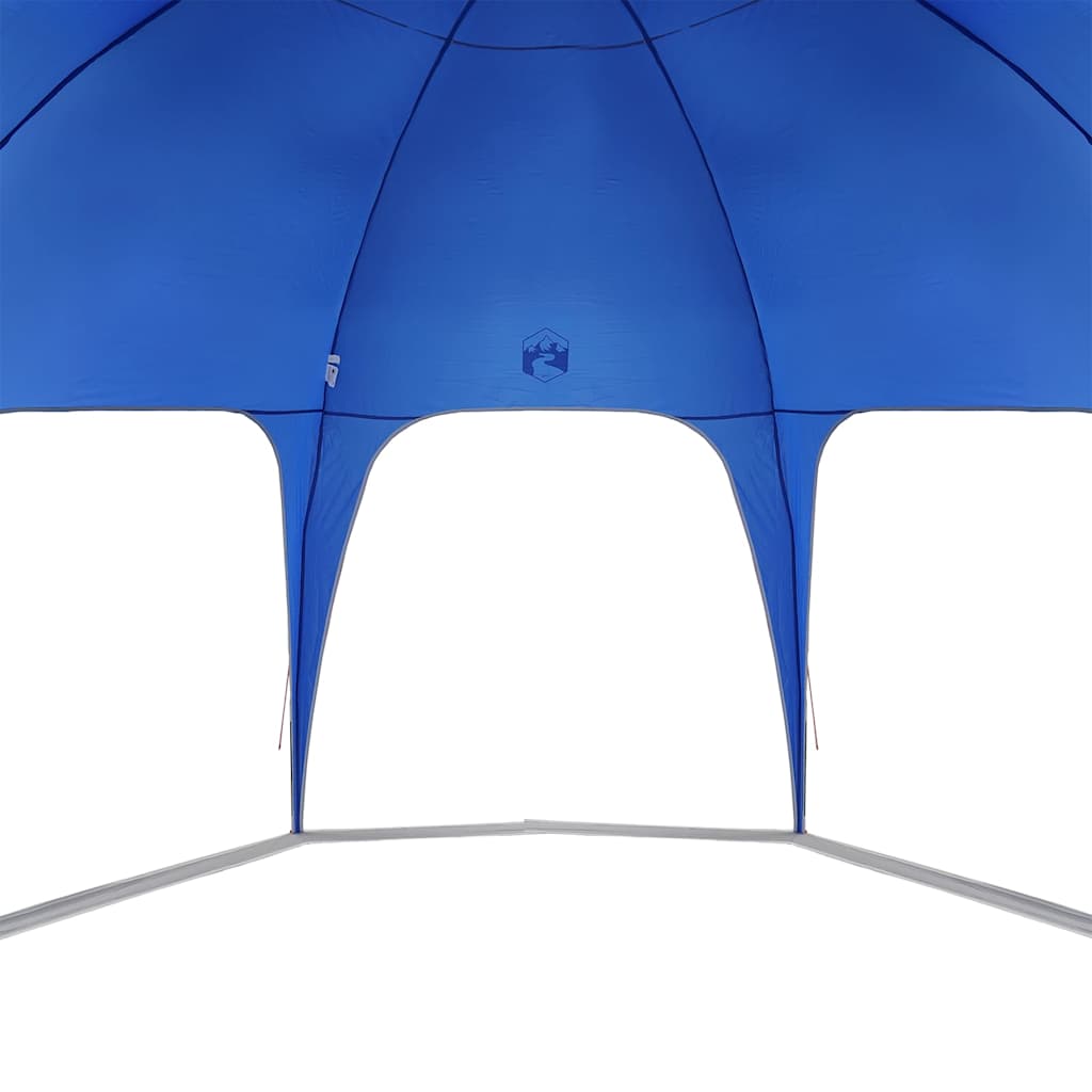 Detail van de azuurblauwe vidaXL partytent met openingen aan de zijkanten.