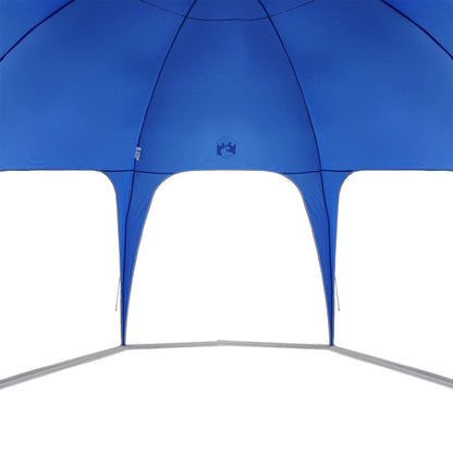Detail van de azuurblauwe vidaXL partytent met openingen aan de zijkanten.