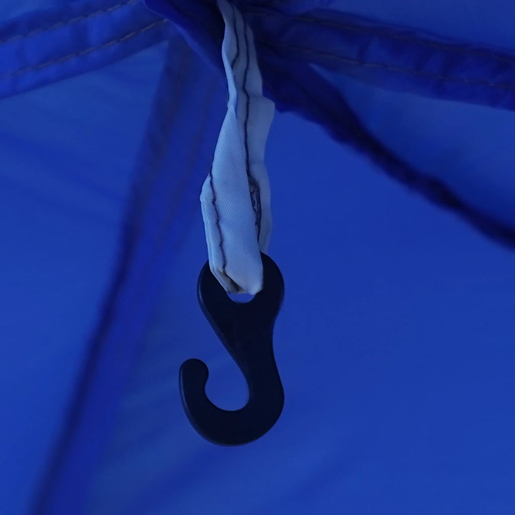 Detail van de zwarte haak aan de binnenkant van de azuurblauwe vidaXL partytent.
