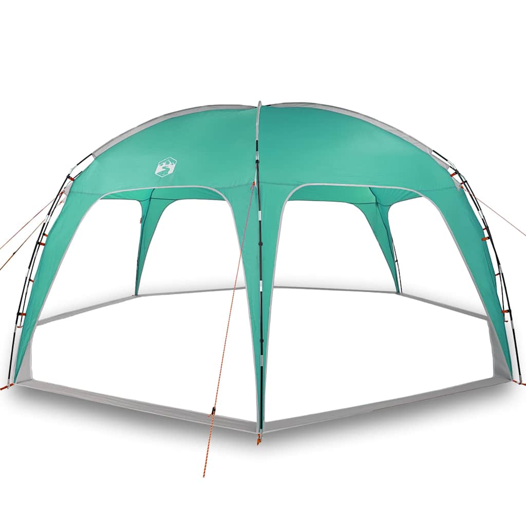 Detail van de zeegroene vidaXL partytent met een open zijaanzicht en stevige constructie.