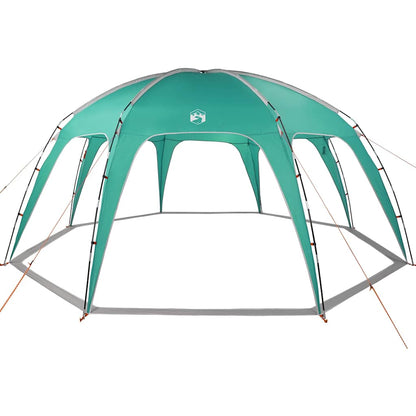 Detailweergave van de zeegroene vidaXL partytent met elegante bogen en stevige bevestigingen.