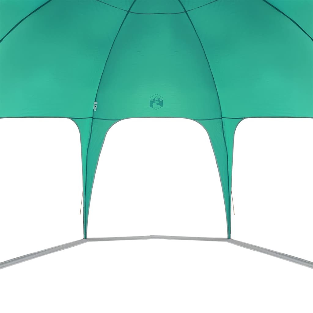 Detail van de zeegroene vidaXL partytent met openingen aan de zijkanten.