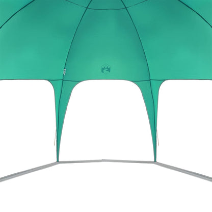 Detail van de zeegroene vidaXL partytent met openingen aan de zijkanten.