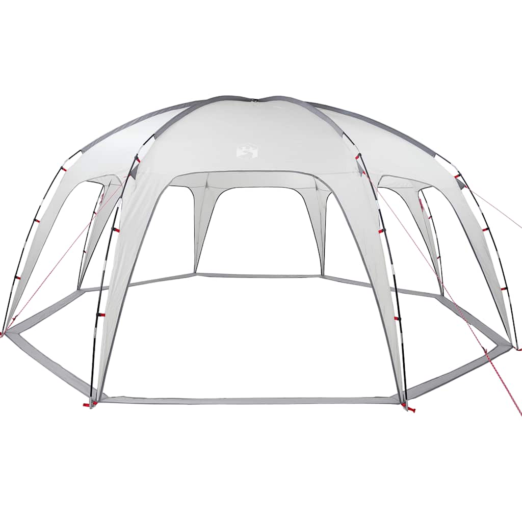 Zijaanzicht van de grijze vidaXL partytent met waterdicht ontwerp en stevige constructie.