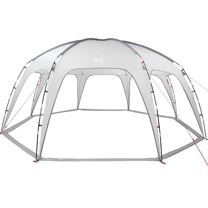 Zijaanzicht van de grijze vidaXL partytent met waterdicht ontwerp en stevige constructie.