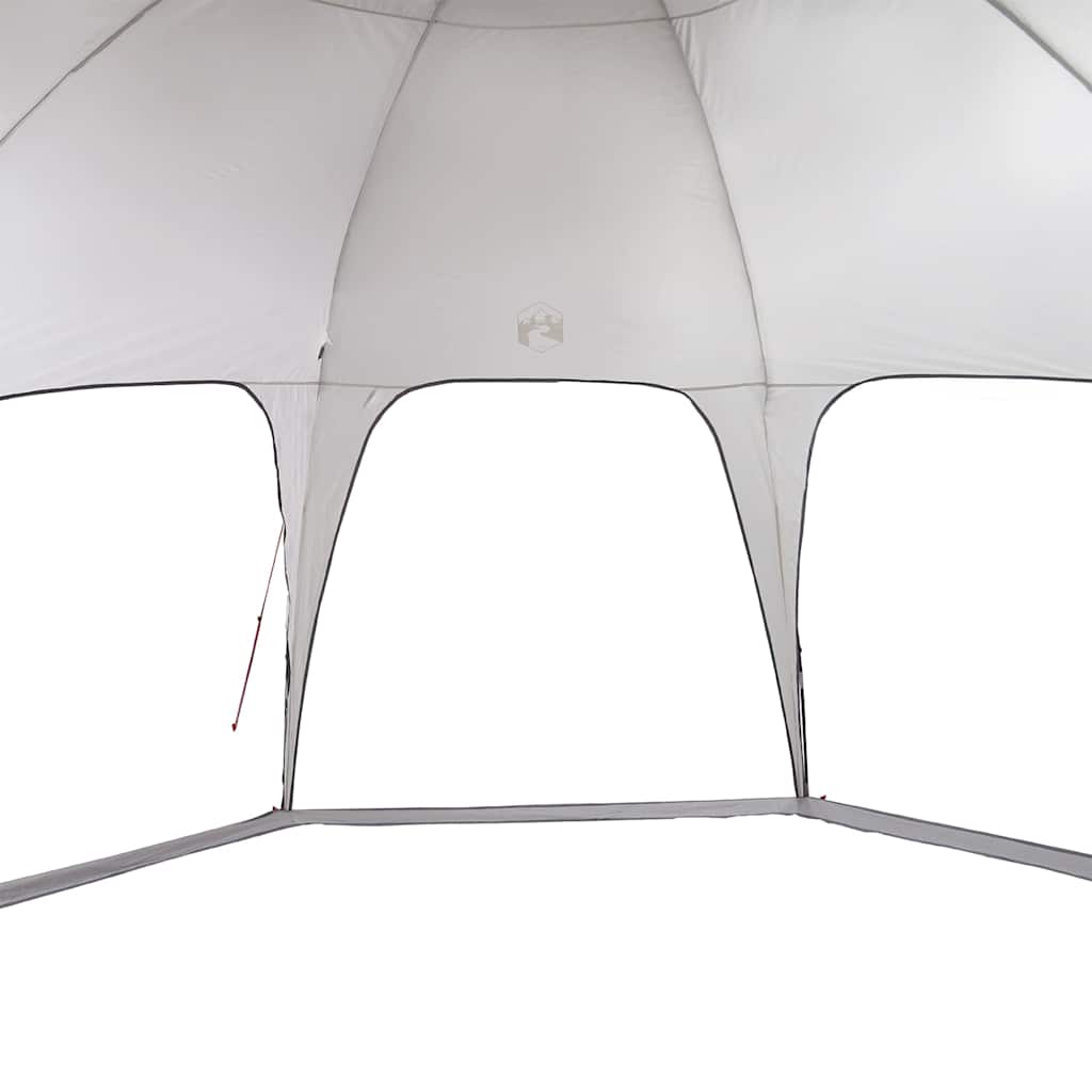 Detail van de grijze vidaXL partytent met open ingangen en waterdichte bekleding.