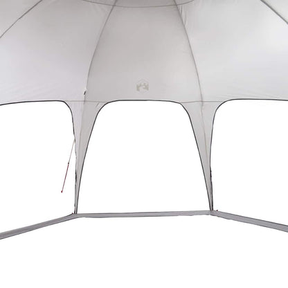 Detail van de grijze vidaXL partytent met open ingangen en waterdichte bekleding.