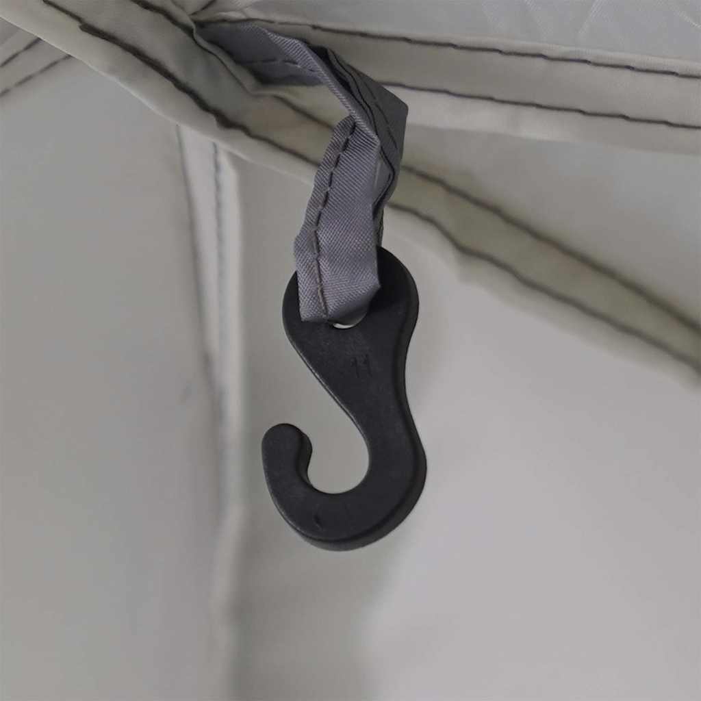 Detail van de grijze vidaXL partytent met een haak voor bevestiging.
