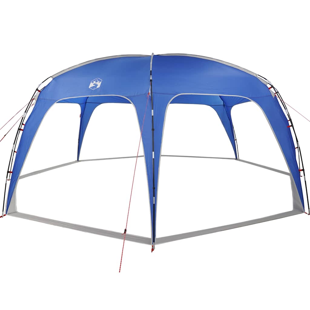 Detail van de vidaXL waterdichte partytent in azuurblauw, zijaanzicht met opgezette structuur.