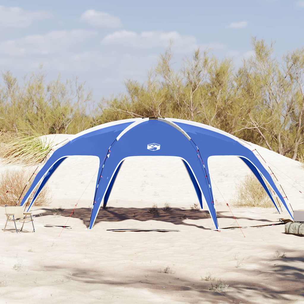 Zijaanzicht van de azuurblauwe vidaXL partytent, ideaal voor buitenbijeenkomsten.