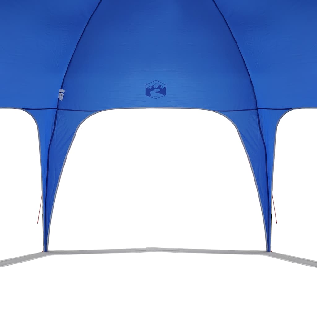 Detail van de azuurblauwe vidaXL partytent met waterdichte bovenkant en flexibele stokken.
