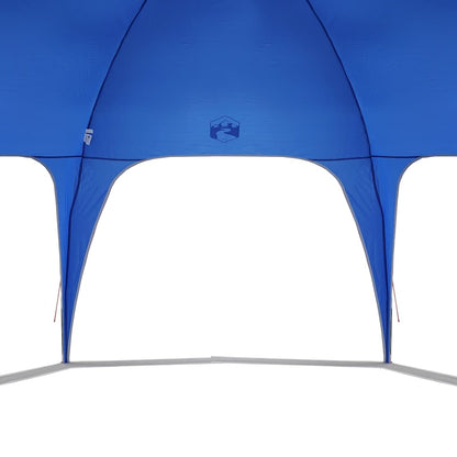 Detail van de azuurblauwe vidaXL partytent met waterdichte bovenkant en flexibele stokken.