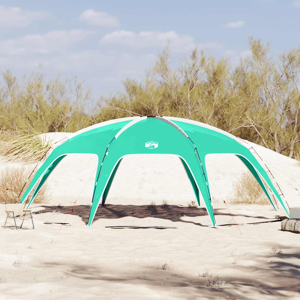 Detail van de zeegroene vidaXL partytent met open zijden, ideaal voor buitenactiviteiten.