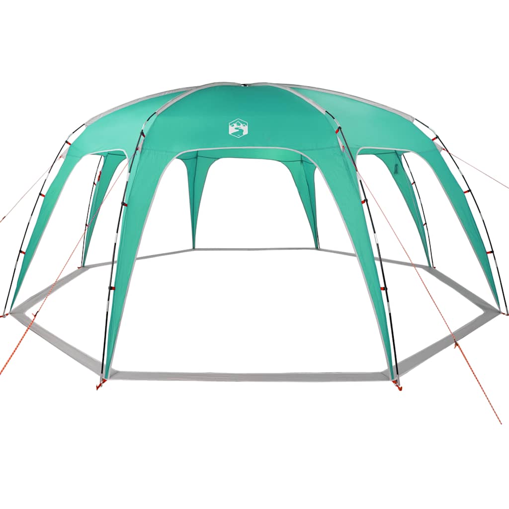 Detail van de zeegroene vidaXL partytent met stevige stokken en luchtige constructie.