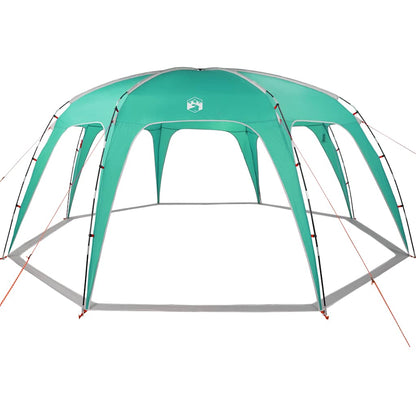 Detail van de zeegroene vidaXL partytent met stevige stokken en luchtige constructie.
