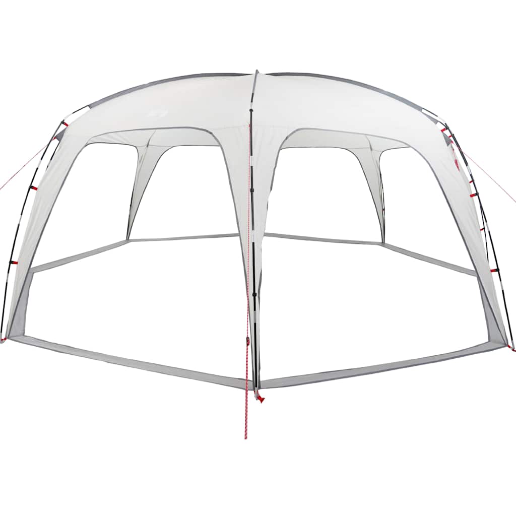 Detail van de vidaXL waterdichte partytent in grijs, zijaanzicht met open structuur.