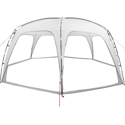 Detail van de vidaXL waterdichte partytent in grijs, zijaanzicht met open structuur.
