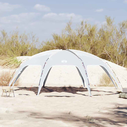 Detail van de grijze vidaXL partytent met een lichtgewicht en stevig ontwerp in een zandige omgeving.