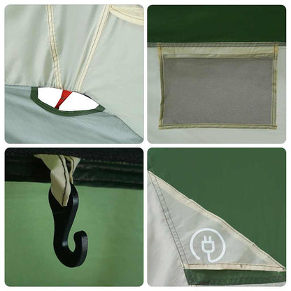 Detail van de gaaswand en bevestigingshaak van de vidaXL 4-persoons tent in groen.