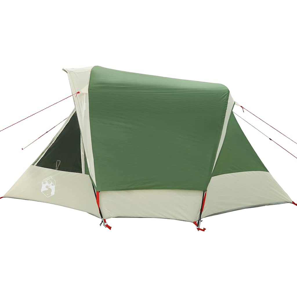 Detail van de vidaXL 4-persoons tent in groen met waterdichte bovenkant en zijwanden.