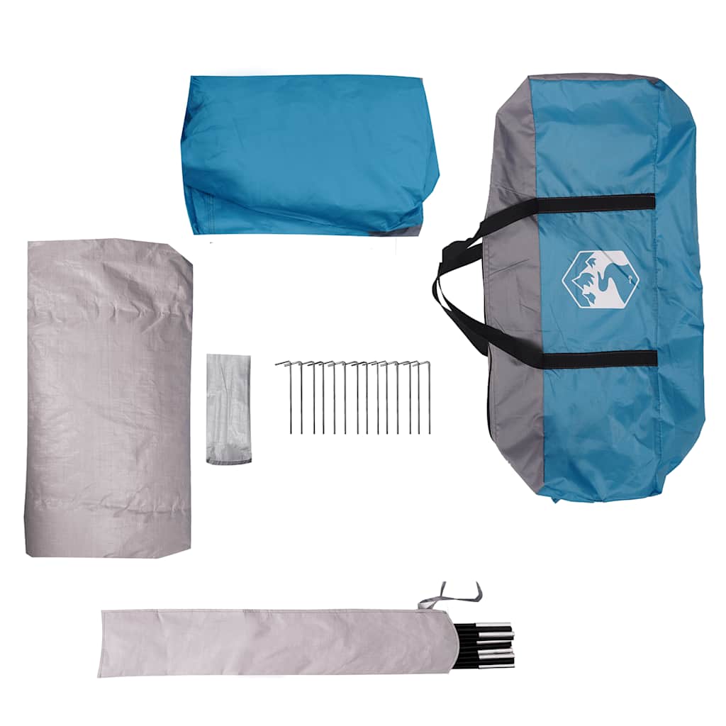 Detail van de vidaXL 4-persoons tent, inclusief tentdoek, haringen en opbergtas in blauw.
