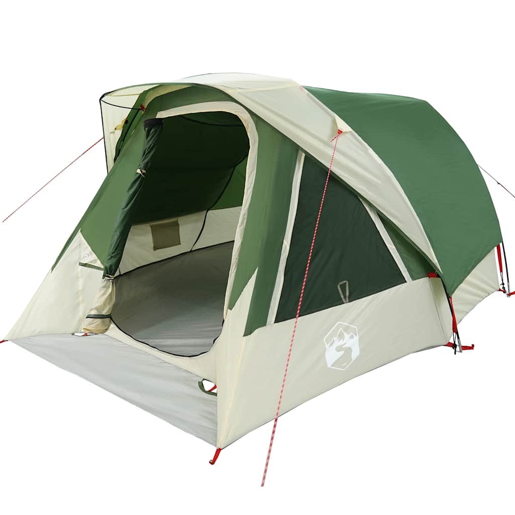 Detail van de vidaXL 6-persoons tent in groen met waterdichte ingang.