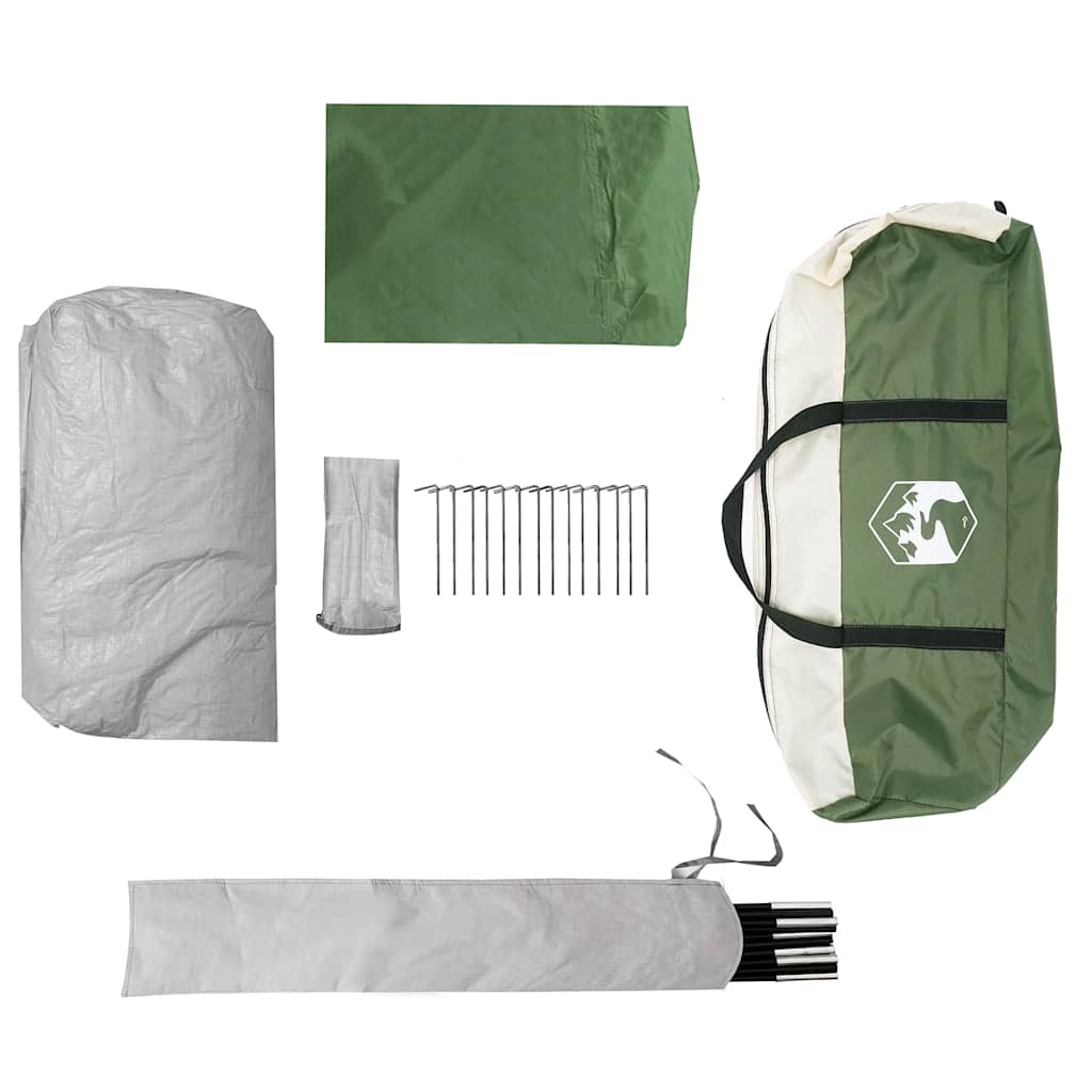 Detail van de accessoires van de vidaXL 6-persoons tent, inclusief stokken en haringen.