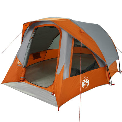 Detail van de vidaXL gezinstent in grijs en oranje, zijaanzicht met open ingang.