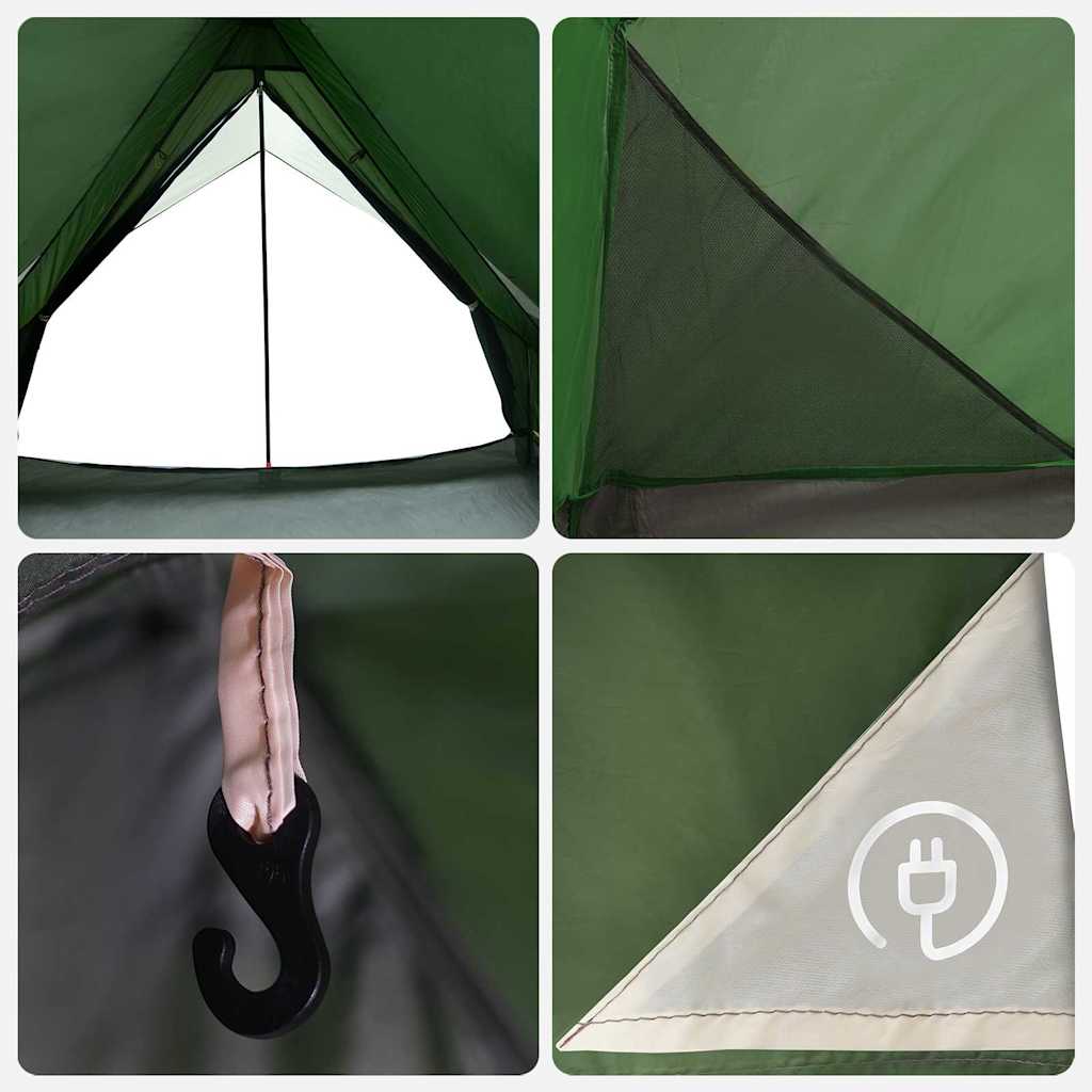 Detail van de binnenkant van de vidaXL gezinstent met ventilatierooster en haak voor verlichting.