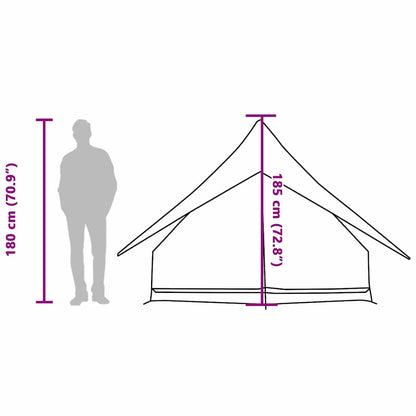 Zijaanzicht van de vidaXL gezinstent met afmetingen en hoogte van 185 cm.