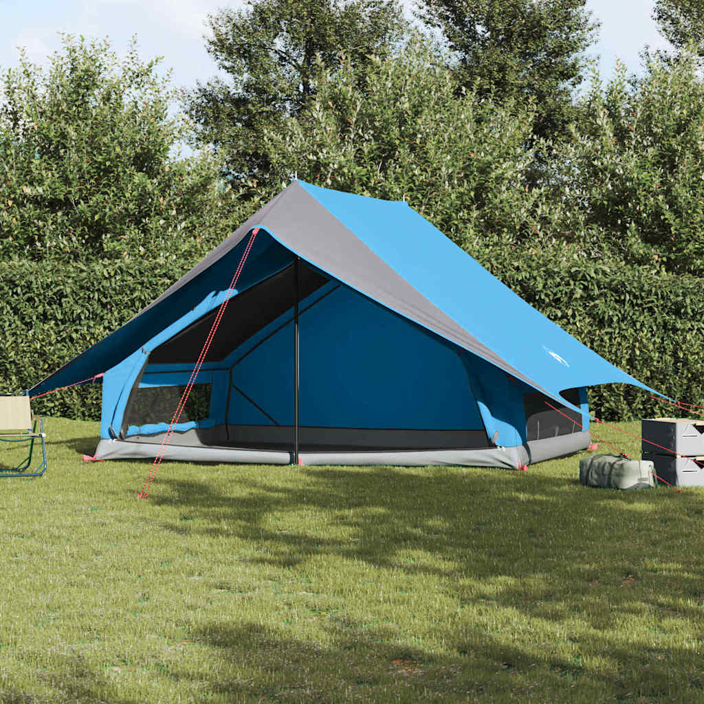 VidaXL gezinstent in blauw en grijs, waterdicht met een ruime opzet in de tuin.