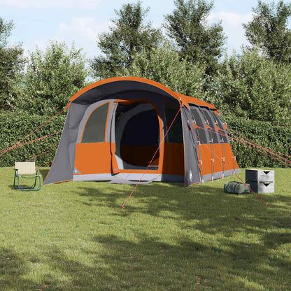 Gezinstent vidaXL in grijs en oranje, ruime opzet met ventilatieramen en stevige constructie.