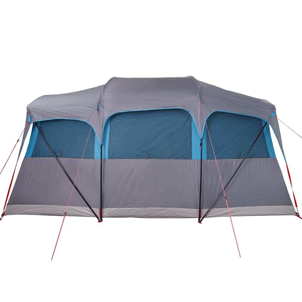 Detail van de vidaXL gezinstent in blauw en grijs, zijaanzicht met ventilatieroosters.