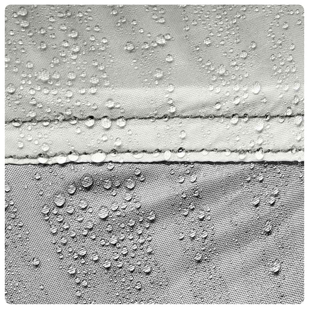 Detail van de waterdichte polyester stof van de vidaXL muskietent met druppels.