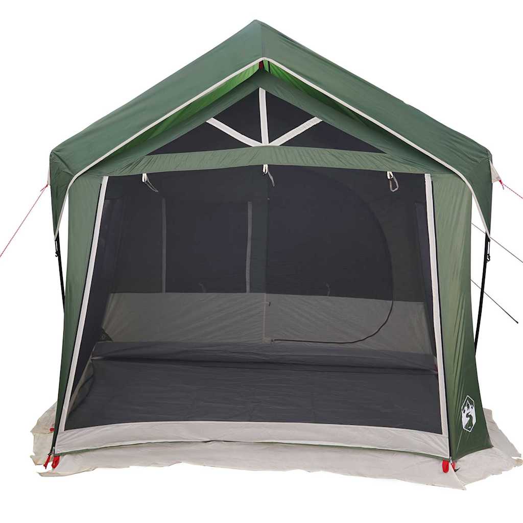 Detail van de vidaXL gezinstent in groen met een grote open ingang en ventilatieroosters.