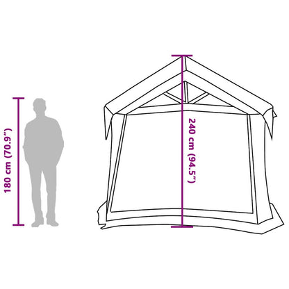 Detail van de vidaXL gezinstent met afmetingen en zijaanzicht van het ontwerp.