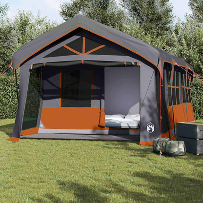 VidaXL gezinstent in grijs en oranje met ruime binnenkant en stevige constructie, ideaal voor kamperen.