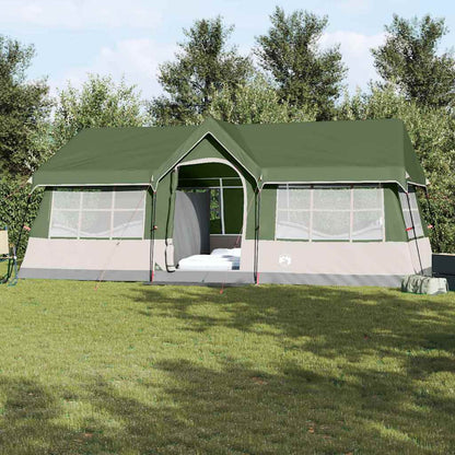 Ruime gezinstent van vidaXL in groen en beige, perfect voor kampeeravonturen.