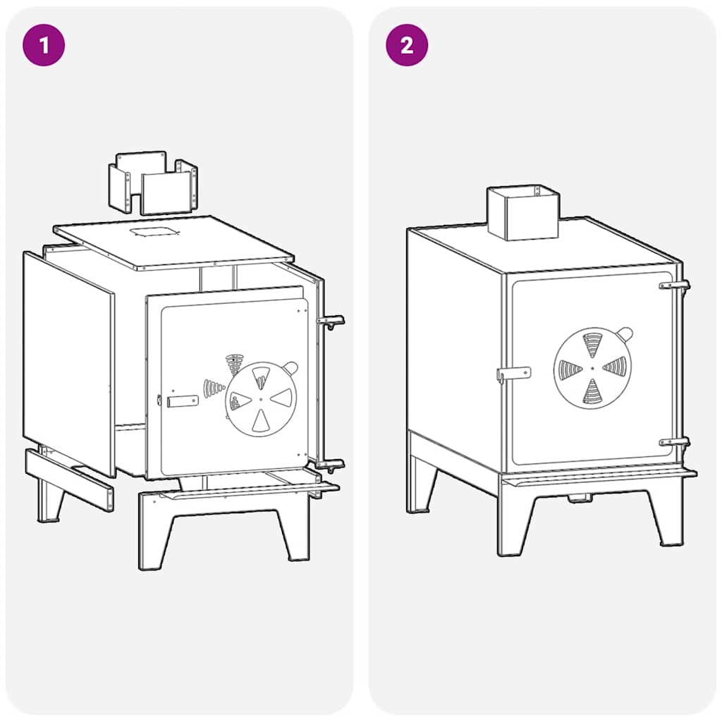 Detail van de vidaXL campingkachel met zicht op de deur en ventilatieopeningen.