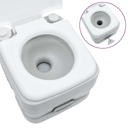 Detail van het vidaXL Camping Toilet met grijze binnenzijde en witte buitenkant.