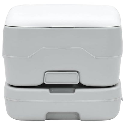 Detail van het vidaXL Camping Toilet in grijs en wit, stapelbaar ontwerp.