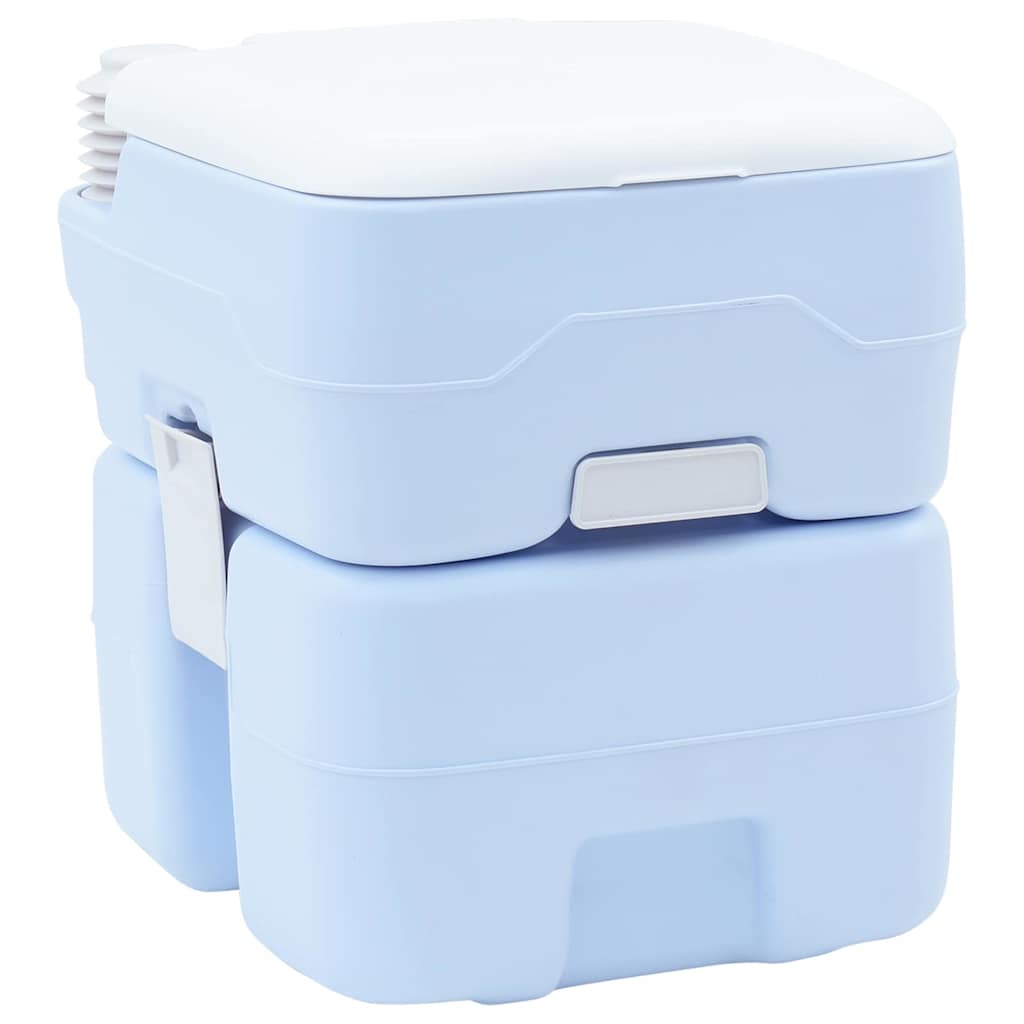 vidaXL campingtoilet in lichtblauw en wit, compact en draagbaar ontwerp.