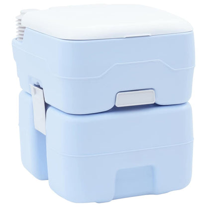 vidaXL campingtoilet in lichtblauw en wit, compact en draagbaar ontwerp.