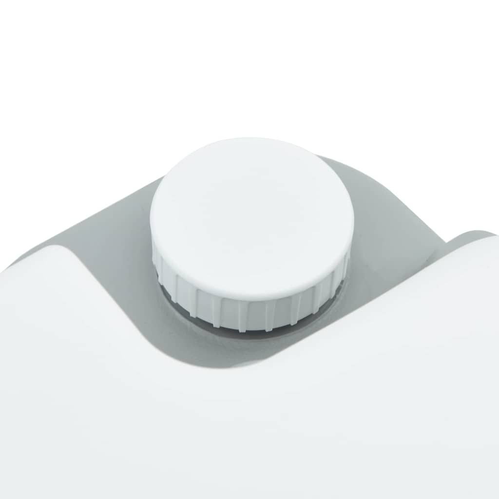 Detail van de grijze en witte bovenkant van het vidaXL campingtoilet met schroefdeksel.