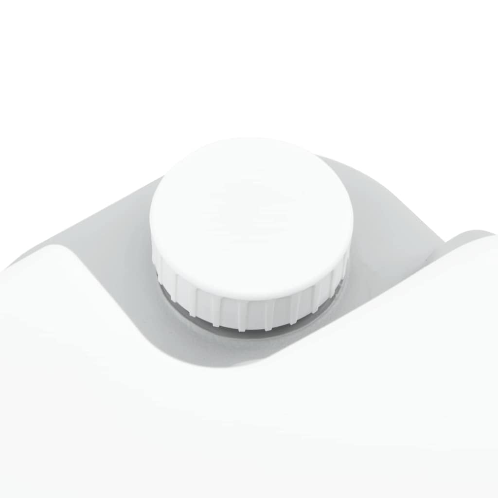 Detail van de witte spoeldop van het vidaXL campingtoilet in grijs en wit.