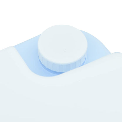 Detail van het lichtblauwe vidaXL campingtoilet met T-type dop en afgeronde hoeken.
