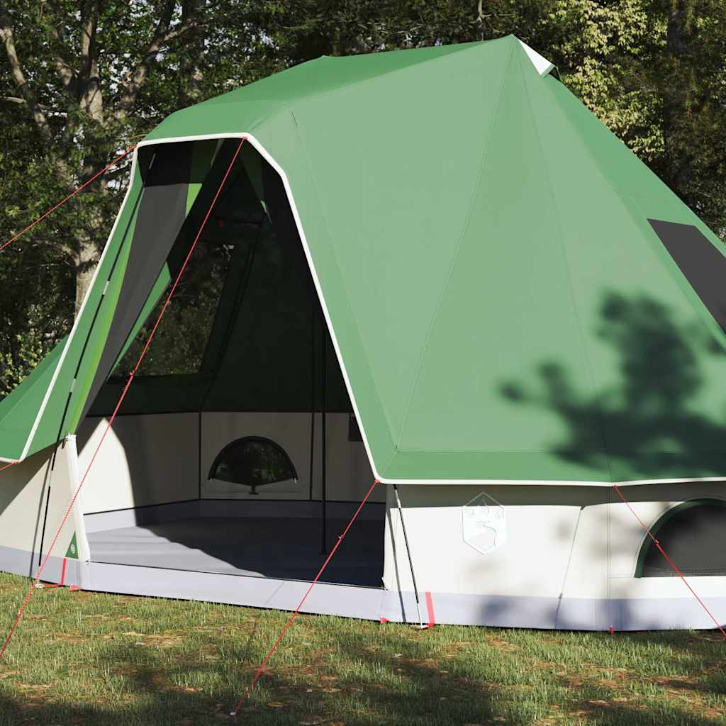 Detail van de groene vidaXL Tipi Tent met open ingang en stevige opbouw.