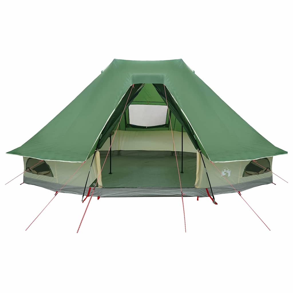 Groene vidaXL Tipi Tent met open ingang en ventilatieroosters, zijaanzicht.