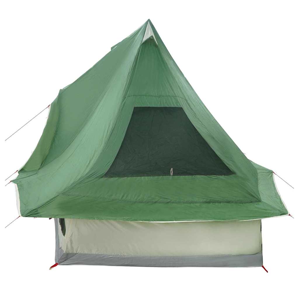 Detail van de groene vidaXL Tipi Tent met open ingang en ventilatierooster.